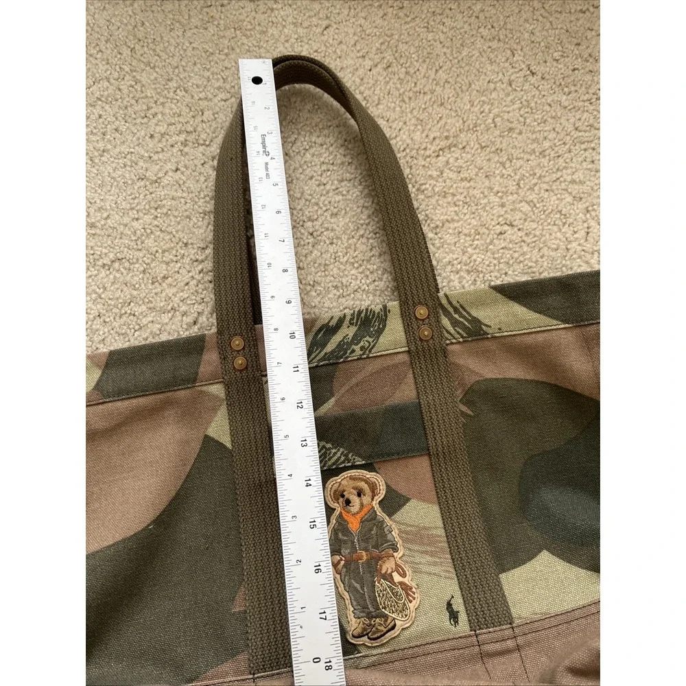 Polo Ralph Lauren Camo Polo Bear Canvas Tote Bag Mens Green Brown Camouflage